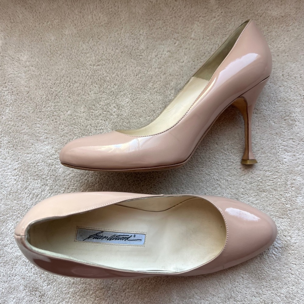 Brian Atwood Women 8 EU 38.5 Nude Patent Leather Stiletto Pumps Heels Italy